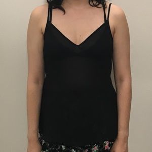See-through V-cut Black Cami
